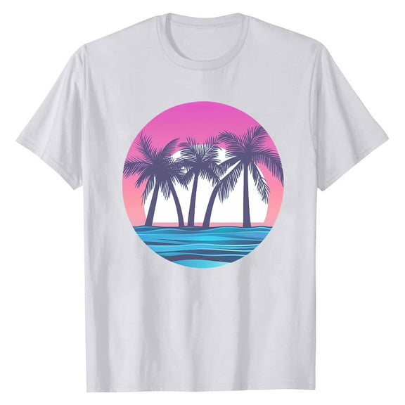 NAMTYQX Tops for Women 2025 Cool O-Neck Print Loose Trendy Plus Size Stretch Bedrucken Short Sleeve Shirts for Women Trendy Summer White Size 2XL