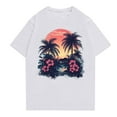 thumbnail image 1 of NAMTYQX Tops for Women 2025 Crew Neck Classic Comfy Casual Soft Short Sleeve Plus Size Hawaii Tropical Graphic White Size S, 1 of 5