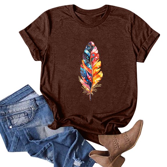 NAMTYQX Tops for Women 2025 Short Sleeve Airoft Loose Gemusterte Crewneck Trendy Plus Size Light Graphic Cute Tops for Women Wine Size XL