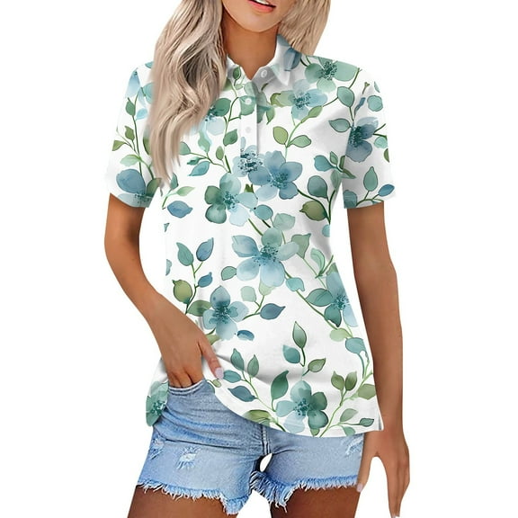 NAMTYQX Tops for Women 2025 Trendy Lapel Button V Neck Plus Size Short Sleeve Loose Fitting Casual Comfort Soft Mint Green Size XL