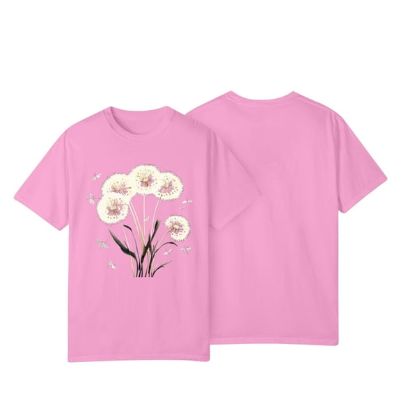 NAMTYQX Tops for Women Trendy Plus Size Print Crewneck Hip Light Print Airoft Short Sleeve Relaxed Fit Ladies Tops and Blouses Pink Size M