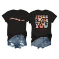 thumbnail image 1 of NAMTYQX Tops for Women Trendy Summer Casual Scoop Neck Oversize Cool Gemustertes Light Print Loose Fit Short Sleeve Womens T Shirts Black Size XL, 1 of 5