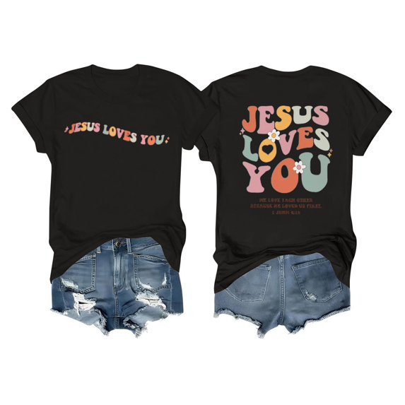 NAMTYQX Tops for Women Trendy Summer Casual Scoop Neck Oversize Cool Gemustertes Light Print Loose Fit Short Sleeve Womens T Shirts Black Size XL