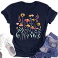 thumbnail image 1 of NAMTYQX Tops for Women Trendy Summer Muster Stretch Cool Plus Size Short Sleeve Simple Baggy Crewneck Patterns Summer Shirts for Women Navy Size L, 1 of 4