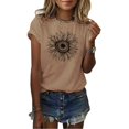 thumbnail image 1 of NAMTYQX Trendy Tops for Women 2025 Short Sleeve Crewneck Oversized Fullprint Fashion Cool Patterned Lightweight Baggy Summer Shirts for Women Light Brown Size 3XL, 1 of 5