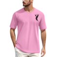 thumbnail image 1 of NAMTYQX True Classic Tees Men Slacking Stretchy Airoft Casual Lightweight Oversized Pattern Short Sleeve Crewneck Baggy Mens Shirts Summer Pink Size 5XL, 1 of 5