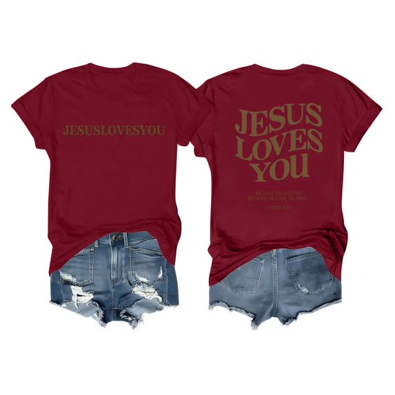 NAMTYQX Tshirts Shirts for Women Airoft Muster Plus Size Short Sleeve Looses Lightweight Crewneck Patterned Classic Womens Short Sleeve Tops Wine Size L