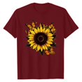 thumbnail image 1 of NAMTYQX Tshirts Shirts for Women Graphic Baggy Bedrucken Crewneck Graphic Simple Breathable Short Sleeve Light Oversized Womens Summer Tops 2025 Wine Size 3XL, 1 of 5
