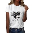 thumbnail image 1 of NAMTYQX Tshirts Shirts for Women Graphic Baggy Short Sleeve Light Crewneck Hawaiian Airoft Print Bedrucken Plus Size Short Sleeve Tops for Women White Size L, 1 of 5