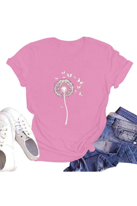 Tshirts Shirts for Women Graphic Hawaii Cool Plus Size Print Short Sleeve Light Round Neck Mit Muster Loose Womens T Shirts Loose Fit Pink Size XL