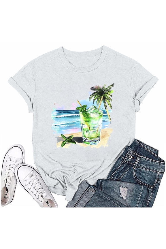 Tshirts Shirts for Women Lightweight Round Neck Short Sleeve Graphic mit Print Fashion Looses Plus Size Airoft Tops for Women Trendy Summer White Size M