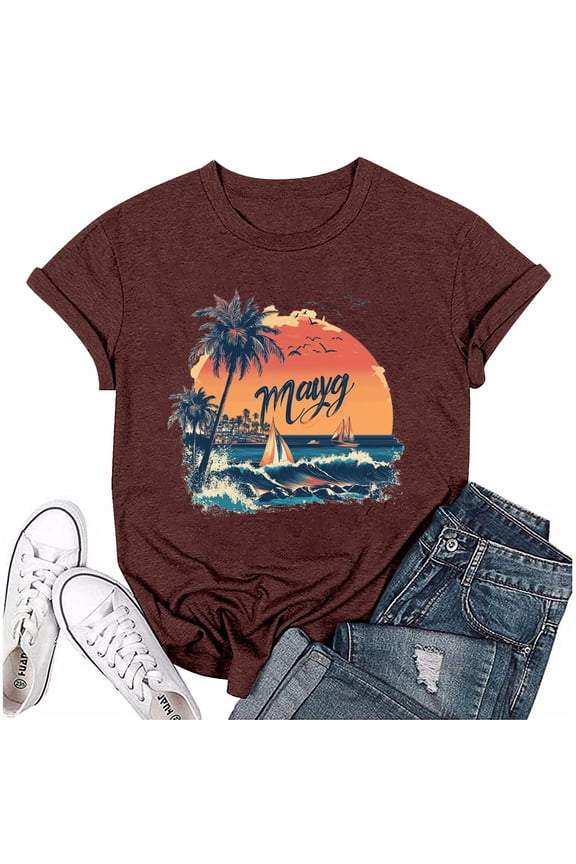 Tshirts Shirts for Women Scoop Neck Lightweight Graphic mit Muster Short Sleeve Comfy Hip Breathable Plus Size Cute Shirts for Women Deep Red Size 2XL