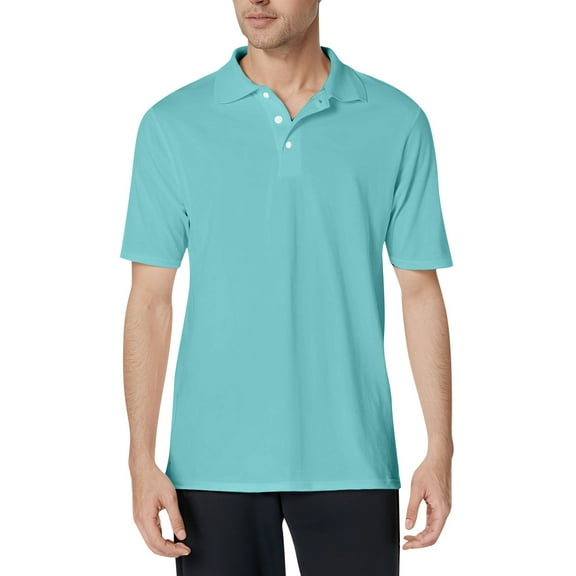 NAMTYQX Tshirts Shirts for Men Short Sleeve Button Lapel Neck Casual Soft Plus Size Loose Light Mens Polo Shirts Mens T-Shirts Turquoise Size M