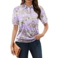 thumbnail image 1 of NAMTYQX Tshirts Shirts for Women Casual Stylish Soft Short Sleeve Womens Polo Shirts Lapel Purple Size 3XL, 1 of 5
