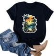 thumbnail image 1 of NAMTYQX Tshirts Shirts for Women Light Cool Bedruckte Casual Plus Size Short Sleeve Comfy Graphic Crewneck Fall Shirts for Women 2025 Navy Size 3XL, 1 of 3