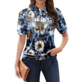thumbnail image 1 of NAMTYQX Tshirts Shirts for Women Lounge Womens Polo Shirts Lapel Fashion Soft Short Sleeve Dark Blue Size 2XL, 1 of 5