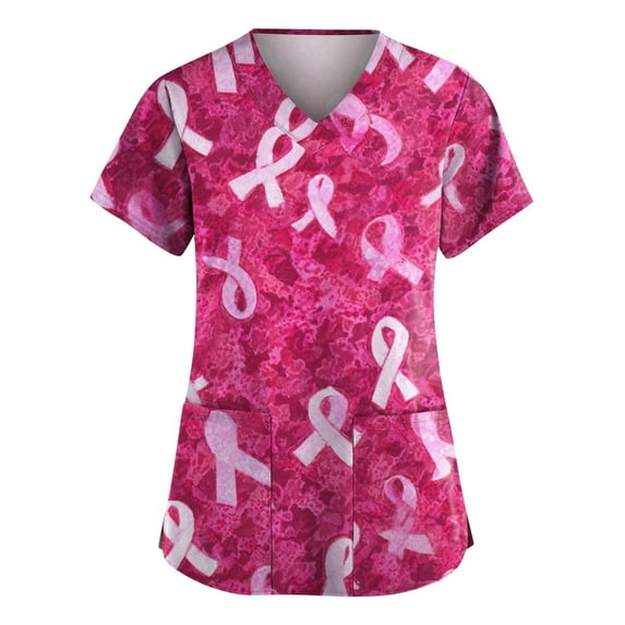 NAMTYQX Tshirts Shirts for Women Trendy Plus Size Soft Breast Cancer Shirts Purple Size 5XL