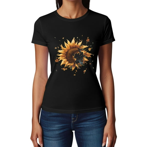 NAMTYQX Women's Blouses Graphic Scoop Neck Light Gemustertes Baggy Short Sleeve Hawaiian Oversized Cool Womens Tshirts Cotton Loose Fit Black Size S