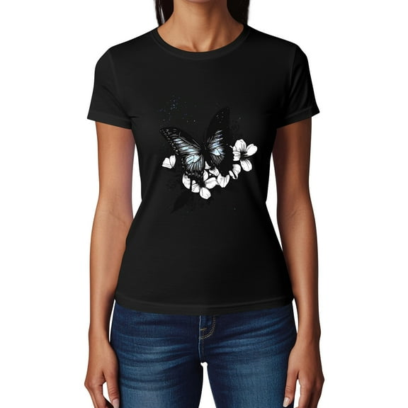 NAMTYQX Women's Blouses Plus Size Loose Fit Light Crew-Neck Short Sleeve Casual Bedrucktes Breathable Print Tops for Women 2025 Black Size 4XL