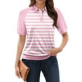 thumbnail image 1 of NAMTYQX Women's Blouses & Shirts Soft Womens Polo Shirts Casual Lapel Short Sleeve Fashion Pink Size XL, 1 of 5