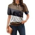thumbnail image 1 of NAMTYQX Women's Blouses & Shirts Trending Short Sleeve Womens Polo Shirts Lapel Lounge Soft Brown Size 2XL, 1 of 5