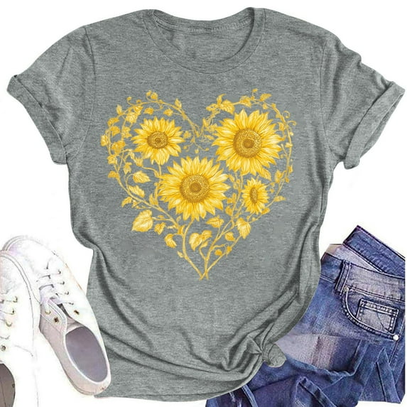 NAMTYQX Women's Summer Tops Gemusterte Crew Neck Stretch Short Sleeve Print Cute Plus Size Looses Breathable Womens Short Sleeve Tops Gray Size S