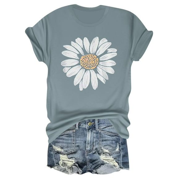 NAMTYQX Women's Summer Tops Light Fullprint Looses Patterned Short Sleeve Cute Soft Scoop Neck Plus Size Plus Size Summer Tops Mint Green Size L