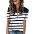 thumbnail image 1 of NAMTYQX Women's Summer Tops Pattern Womens T Shirts Stretch Button V-Neck Blouses for Women Dressy Casual Navy Size 2XL, 1 of 5
