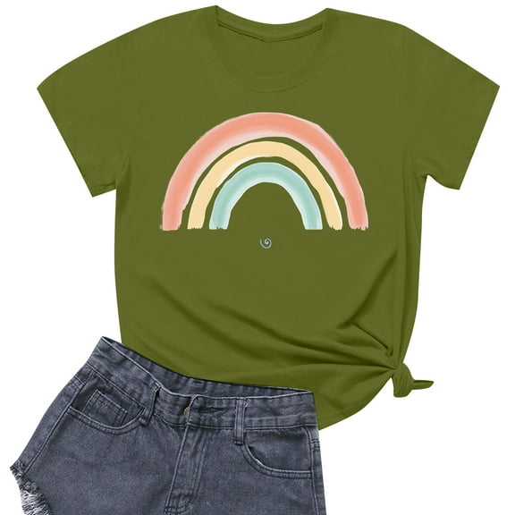 NAMTYQX Women's Summer Tops Short Sleeve Plus Size Graphic Trending Bedruckt Loose Crewneck Stretch Breathable T Shirts for Women Army Green Size 2XL