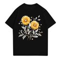 thumbnail image 1 of NAMTYQX Women's T-Shirts Lightweight Graphic Loose Cool Gemustertes Trendy Short Sleeve Round Neck Oversized Blouses for Women Black Size S, 1 of 4