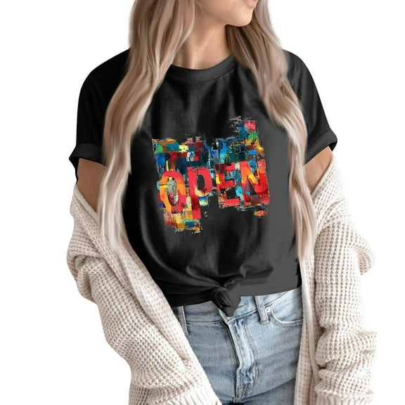 NAMTYQX Women's T-Shirts Pattern Muster Hawaiian Round Neck Plus Size Loose Fit Lightweight Cool Short Sleeve Womens Tops Dressy Casual Black Size 3XL