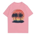 thumbnail image 1 of NAMTYQX Women's T-Shirts Short Sleeve Airoft Loose Fit Fullprint Trendy Graphic Stretch Oversized Round Neck Womens Spring Tops Pink Size 4XL, 1 of 5
