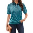 thumbnail image 1 of NAMTYQX Women's T-Shirts Soft Short Sleeve Hip Womens Polo Shirts Lapel Lounge Blue Size L, 1 of 5
