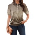 thumbnail image 1 of NAMTYQX Women's T-Shirts Soft Short Sleeve Lapel Neck Trendy Womens Polo Shirts Slacking Brown Size 2XL, 1 of 5
