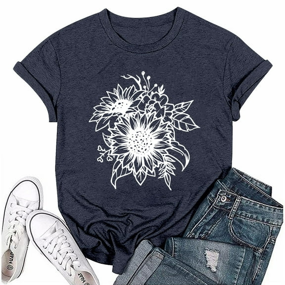 NAMTYQX Womens Blouses Fashion Light Boxy Fit Print Cool Short Sleeve Plus Size Round Neck Patterned Plus Size Tops for Women White Size XL