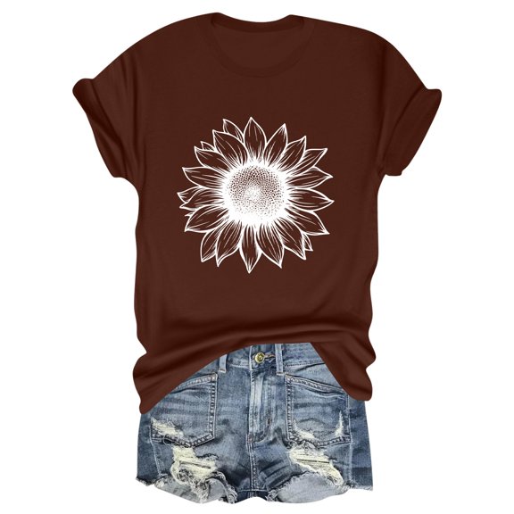 NAMTYQX Womens Blouses Light Breathable Print Loose Fitting Short Sleeve Simple Scoop Neck Graphic Plus Size Graphic Tees for Women Wine Size S