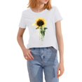 thumbnail image 1 of NAMTYQX Womens Blouses Pattern Lightweight Round Neck Oversized Slack Mit Muster Trending Short Sleeve Soft Women's Blouses White Size M, 1 of 5