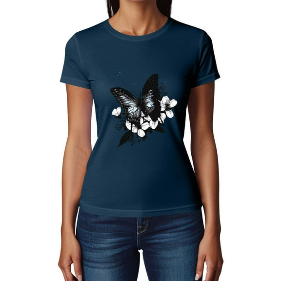 NAMTYQX Womens Blouses Trendy Plus Size Print Crewneck Short Sleeve Boxy Fit Cool Fullprint Stretch Women's Summer Tops Navy Size XL