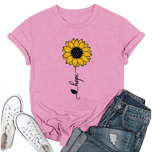 NAMTYQX Womens Casual Tops Scoop Neck Casual Cool Oversize Light Graphic Baggy Short Sleeve Mit Muster Womens Shirts Dressy Casual Earthy Yellow Size S
