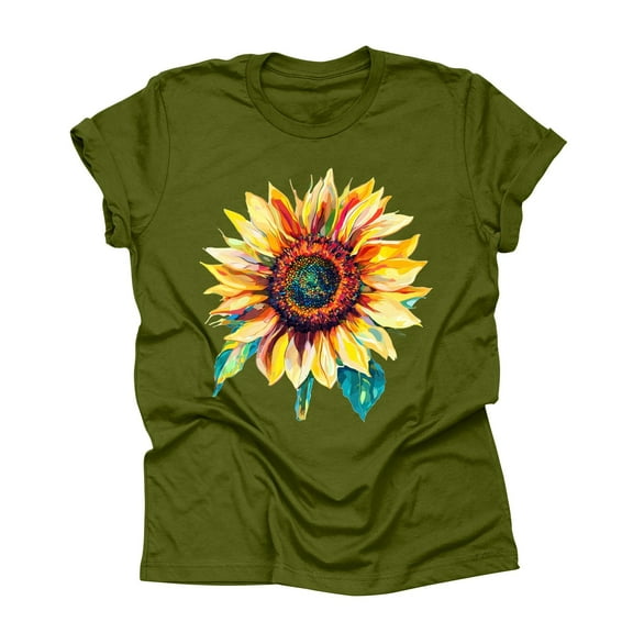 NAMTYQX Womens Casual Tops Stretch Boxy Fit mit Print Hawaiian Oversized Crew Neck Graphic Short Sleeve Breathable Womens Blouses Green Size S