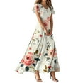 thumbnail image 1 of NAMTYQX Womens Dresses for Wedding Guest High Waist Chiffon Maxi Dresses T Shirt Dresses for Women 2025 Beige Size S, 1 of 5