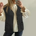 thumbnail image 1 of NAMTYQX Womens Gilet for Winter Comfort Sleeveless Open Front Fuzzy Fleece Vest Button Front Casual Black Size 2XL with 2 Pockets, 1 of 4