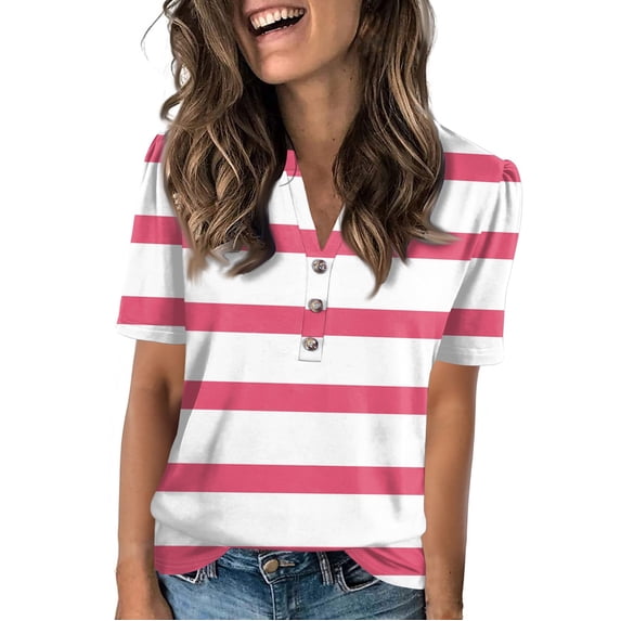 NAMTYQX Womens Graphic T Shirts Ladies Tops Cool Casual Short Sleeve Shirts for Women Trendy Summer Hot Pink Size L