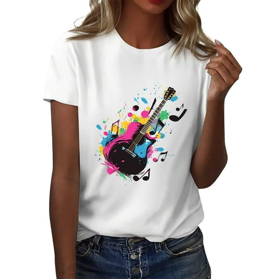 NAMTYQX Womens Graphic T Shirts Muster Round Neck Loose Fitting Plus Size Stretch Cute Short Sleeve Print Cool Womens Shirts Dressy Casual Hot Pink Size XL