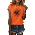 thumbnail image 1 of NAMTYQX Womens Graphic Tees Trendy Round Neck Plus Size Cool Short Sleeve Graphic Lightweight Tropischer Druck Relaxed Fit Summer Tops Saffron Size L, 1 of 5