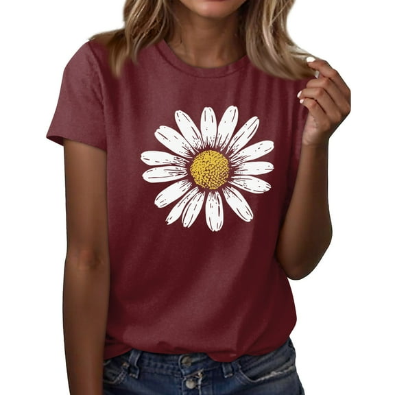 NAMTYQX Womens Hawaiian Shirt Crew Neck Lightweight Plus Size Casual Muster Loose Cool Short Sleeve Graphic Tops for Women Trendy Summer Red Size XL