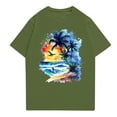thumbnail image 1 of NAMTYQX Womens Hawaiian Shirt Cute Loose Crewneck Plus Size Lounge Lightweight Short Sleeve Hawaii Tropical Graphic Army Green Size XL, 1 of 5
