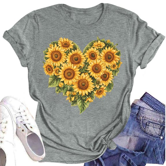 NAMTYQX Womens Hawaiian Shirt Fullprint Scoop Neck Cool Plus Size Stretch Baggy Patterns Short Sleeve Trendy Women's Blouses Gray Size S