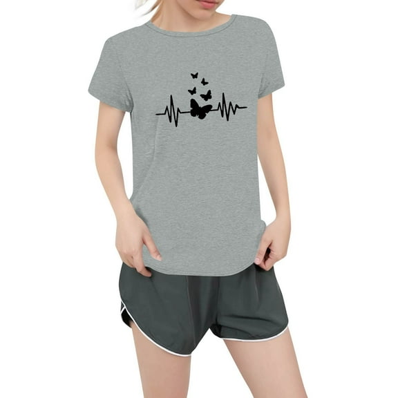 NAMTYQX Womens Hawaiian Shirt Simple Short Sleeve mit Print Graphic Loose Plus Size Crewneck Stretch Breathable Ladies Tops and Blouses Light Gray Size 3XL