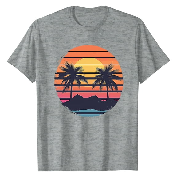 NAMTYQX Womens Hawaiian Shirt Trendy Plus Size Round Neck Soft Patterns Short Sleeve Muster Boxy Fit Stretch Summer Shirts for Women Gray Size S